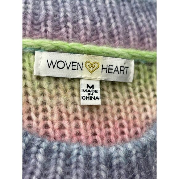 Woven Heart Oversized Rainbow Sweater Size M NWT - Picture 8 of 8